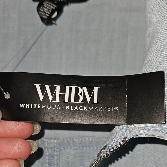 NWT White House Black Market Blue Utility Jacket with Drawstring Waist Size 14 - Picture 6 of 9